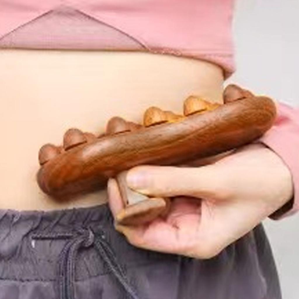 Lymphatic Drainage Cellulite Massager Sandalwood 16 Beads Portable Manual Wooden Massage Brush for Neck Abdomen Legs