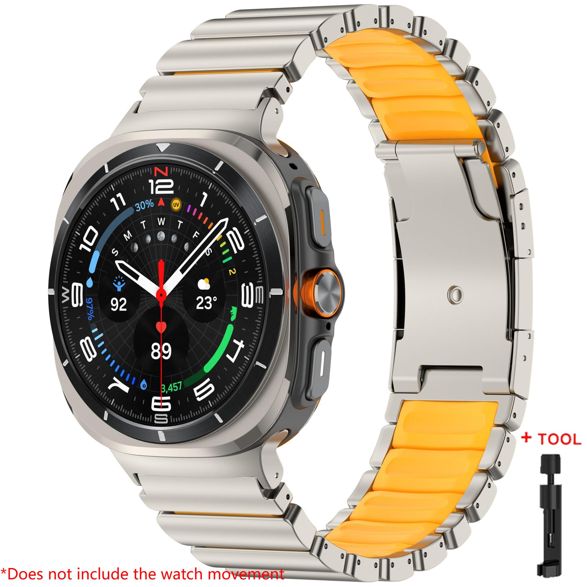 

Розкішний титановий ремінець для Samsung Galaxy Watch 8 40 44/8 Classic Гумовий металевий ремінець для Galaxy Watch Ultra 2025 47 Спортивний ремінець Watch 8 Classic 46mm