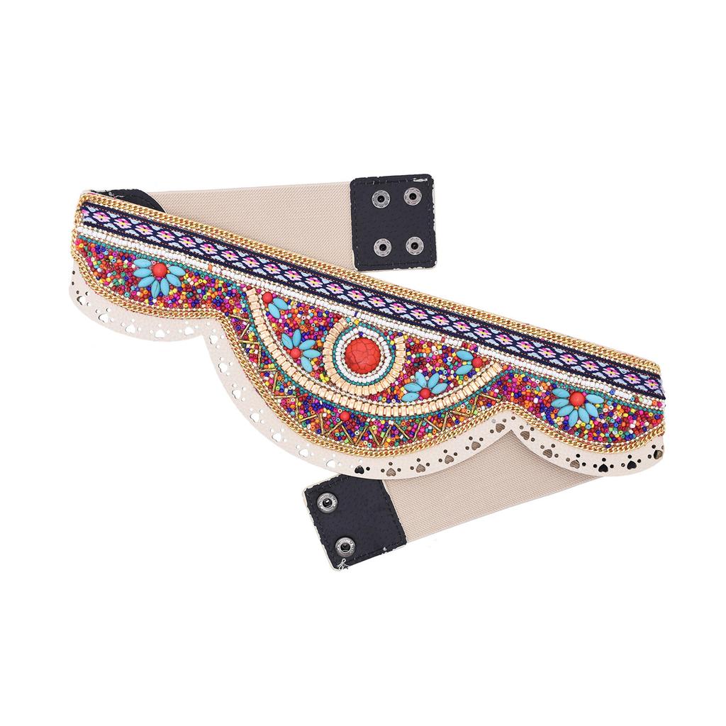 Bohemian Multicolored Beaded Belt Handwoven Adjustable Waistband For Women Ethnic Style Festival Accessory