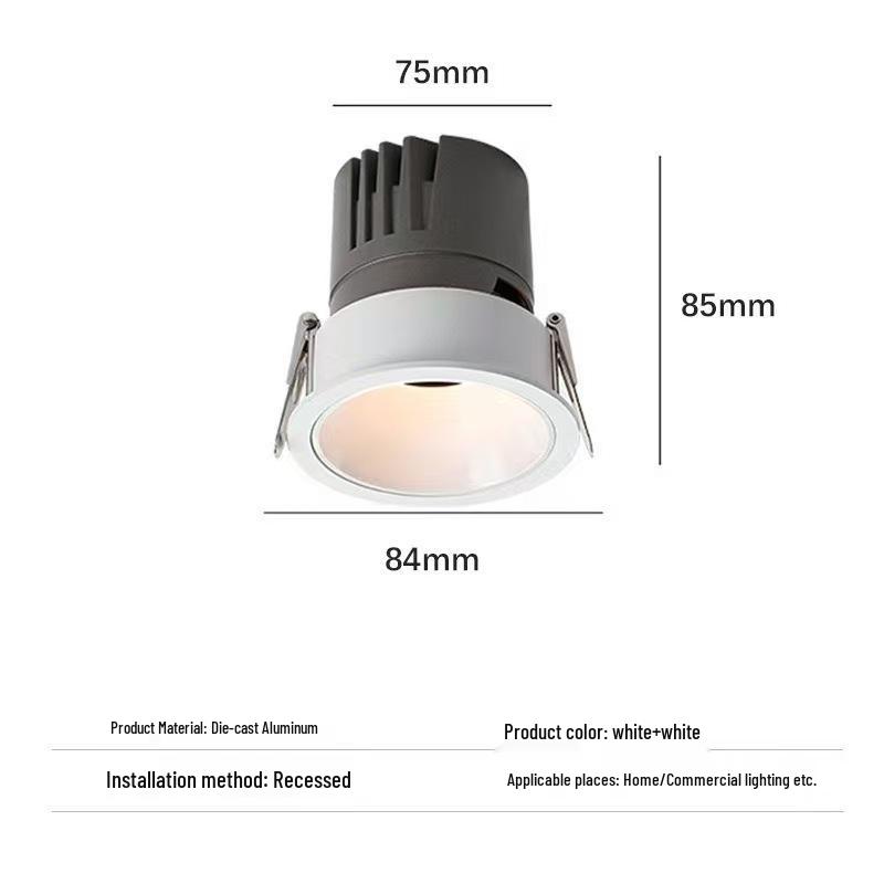 Full Spectrum Anti-Glare Recessed Wall Washer Spotlight with Ultra-Narrow Bezel - Three-Color Living Room Light