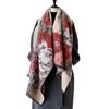 Scarf Imitation Cashmere Peony Print High-End Temperament Contrasting Colors Autumn And Winter Double-Sided Scarf Scarf Scarf