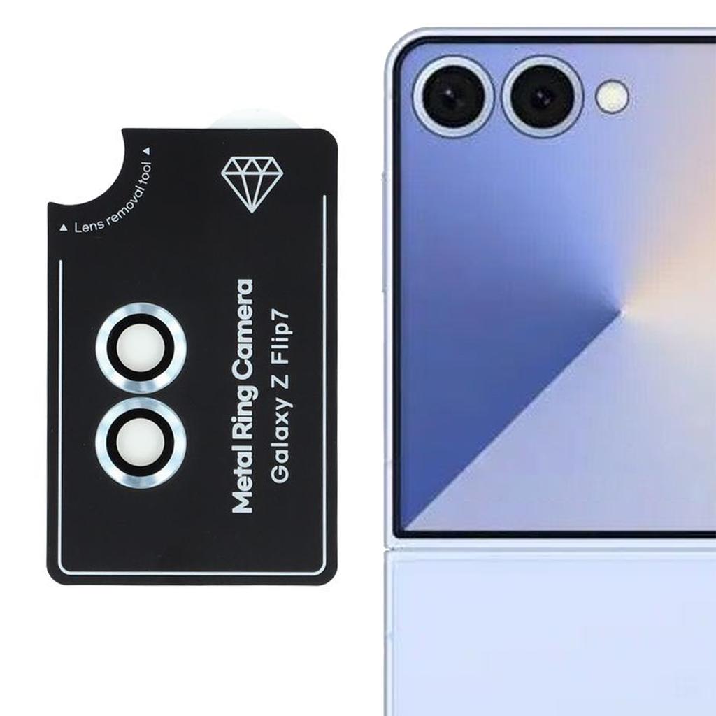 For Samsung Galaxy Z Flip7 5G Camera Lens Protector Set Electroplating Metal+Tempered Glass Individual Lens Film