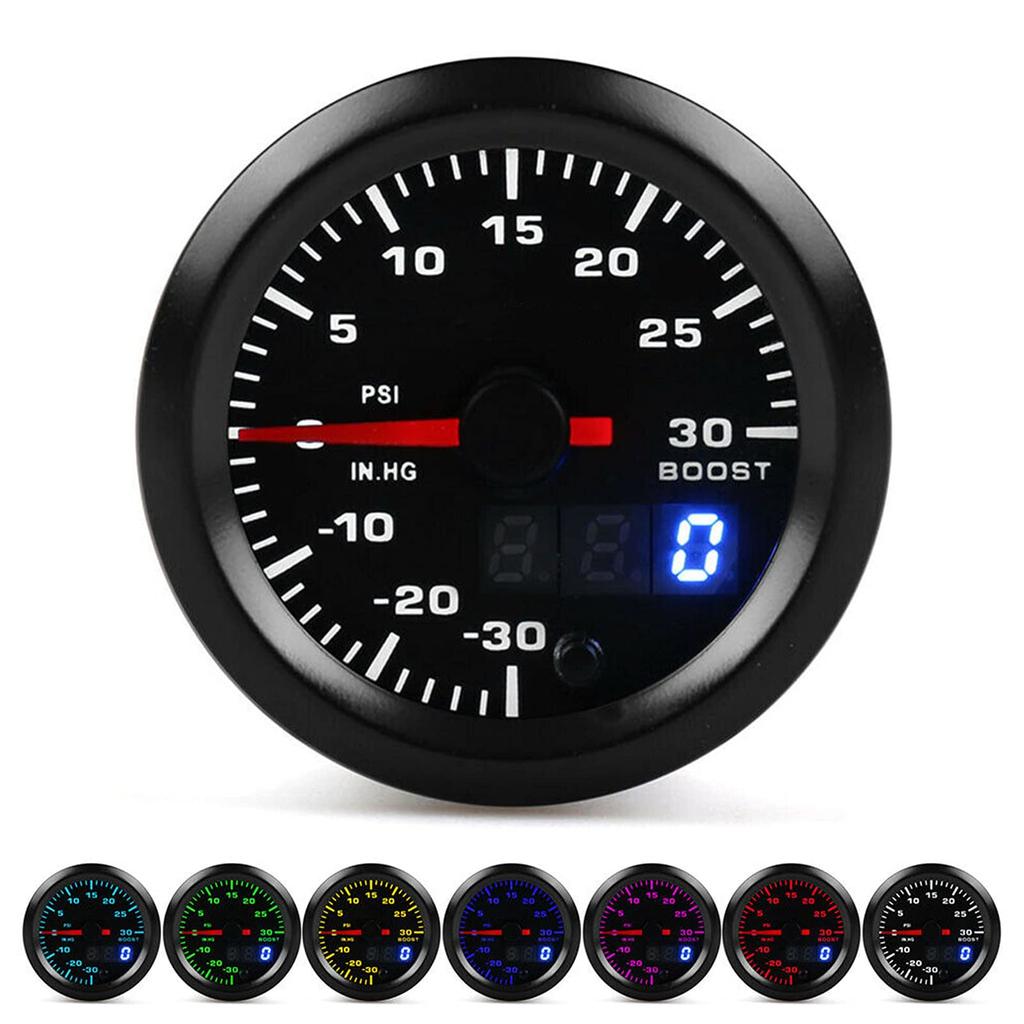 SENECESLI Universal LED Turbo Boost for Car Compression and Boost Digital Pressure for Night Driving 2-inch Meter, Levels, 7-Color Gauge,