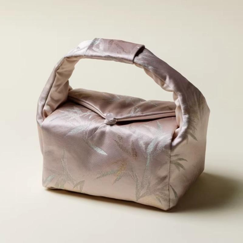 

Brocade Tea Set Storage Bag Outdoor Portable 1 Pot 2 Cups Protective Bag Chinese Style Thick Teaset Bag Tea Ceremony Accessories 19x13x19cm рожевий