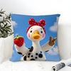 Strawberry Duck Print Pillow Case Cotton Linen Fabric Square Zipper Pillowcase Home Decorative Living Room
