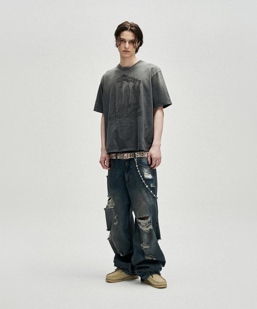 NOT4NERD 4 Effigy Bleach Washed T-Shirts - Charcoal