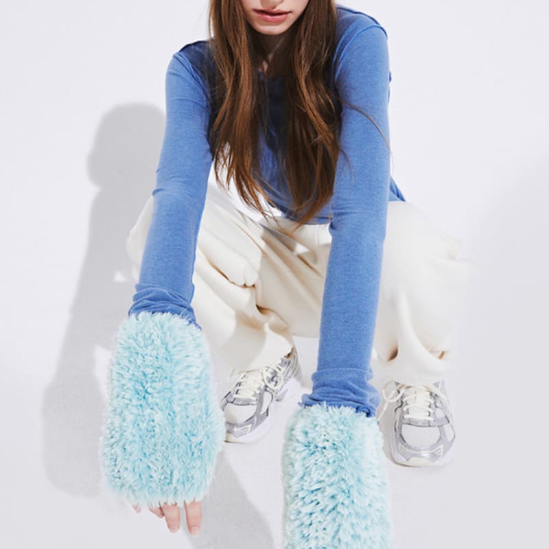 QUAFE MIXED FUR HANDWARMER_Mint