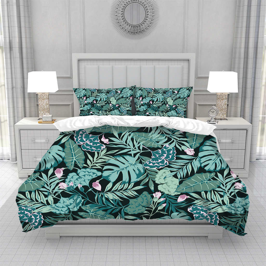 Tropical Hawaii King Queen Duvet Cover Hello Summer Palm Leaf Quilt Cover Exotic Bedding Set 2/3pcs Polyester Comforter Cover