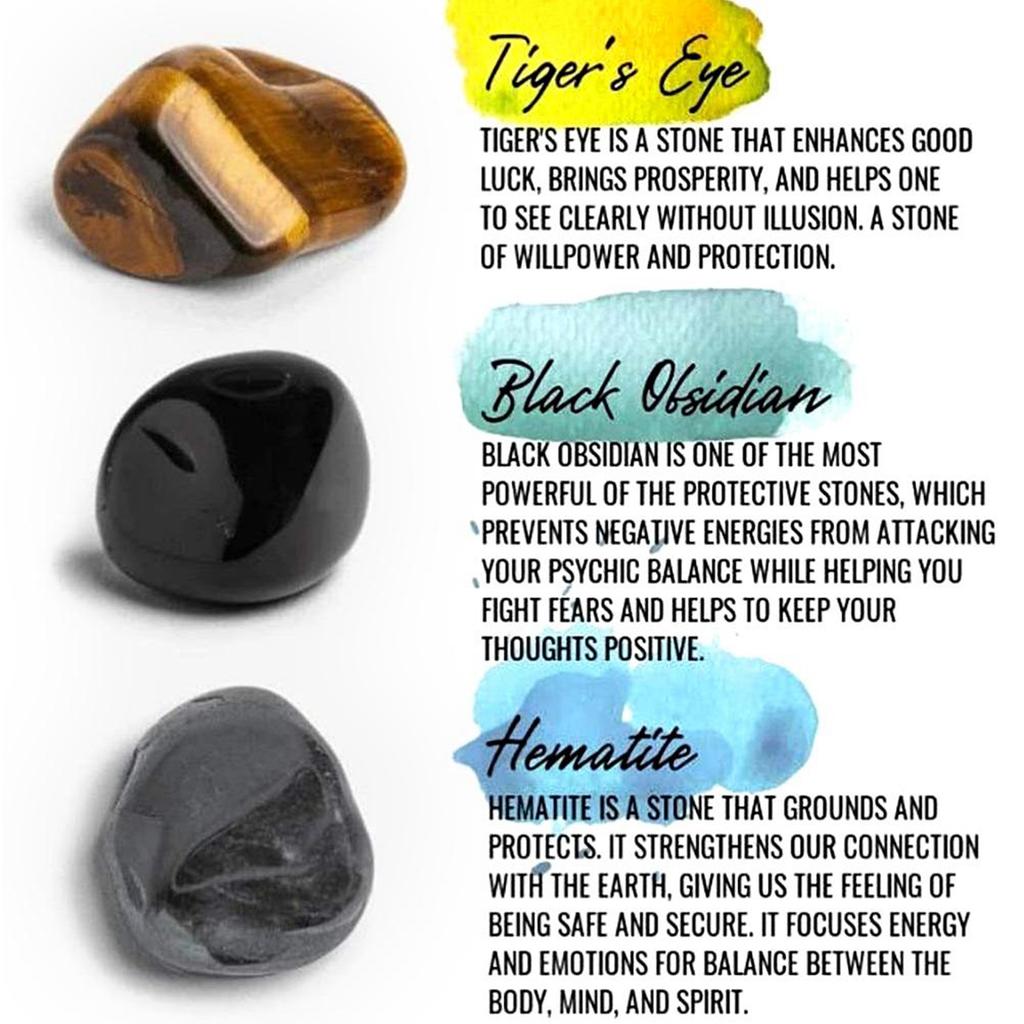 Tiger Eye Triple Bracelet Triple Power Protection Bracelet Hematite Obsidian and Tiger S Eye Triple Protection Bracelets