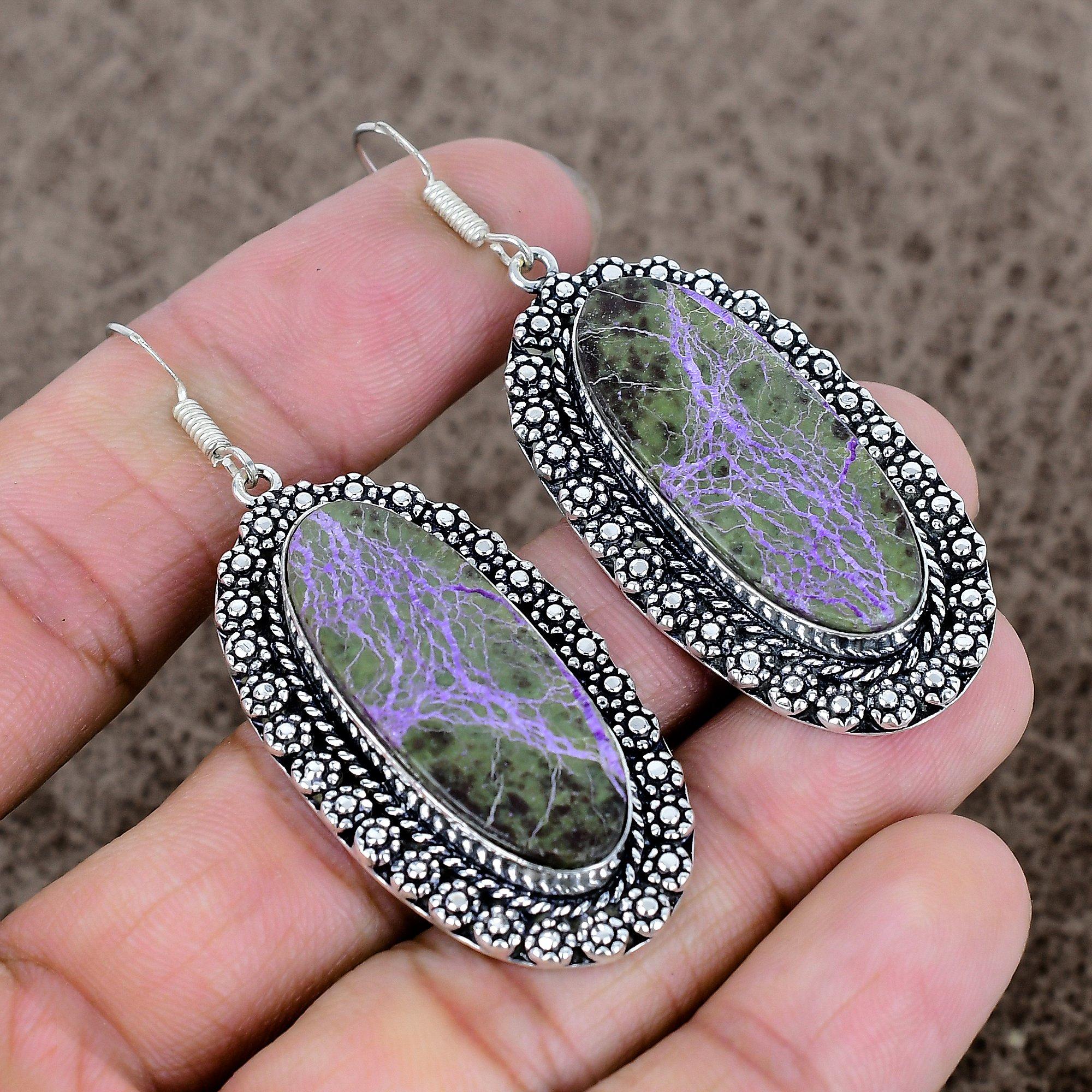 

Purpurite Gemstone Handmade 925 Sterling Silver Jewelry Earring 2.56 KKG-675