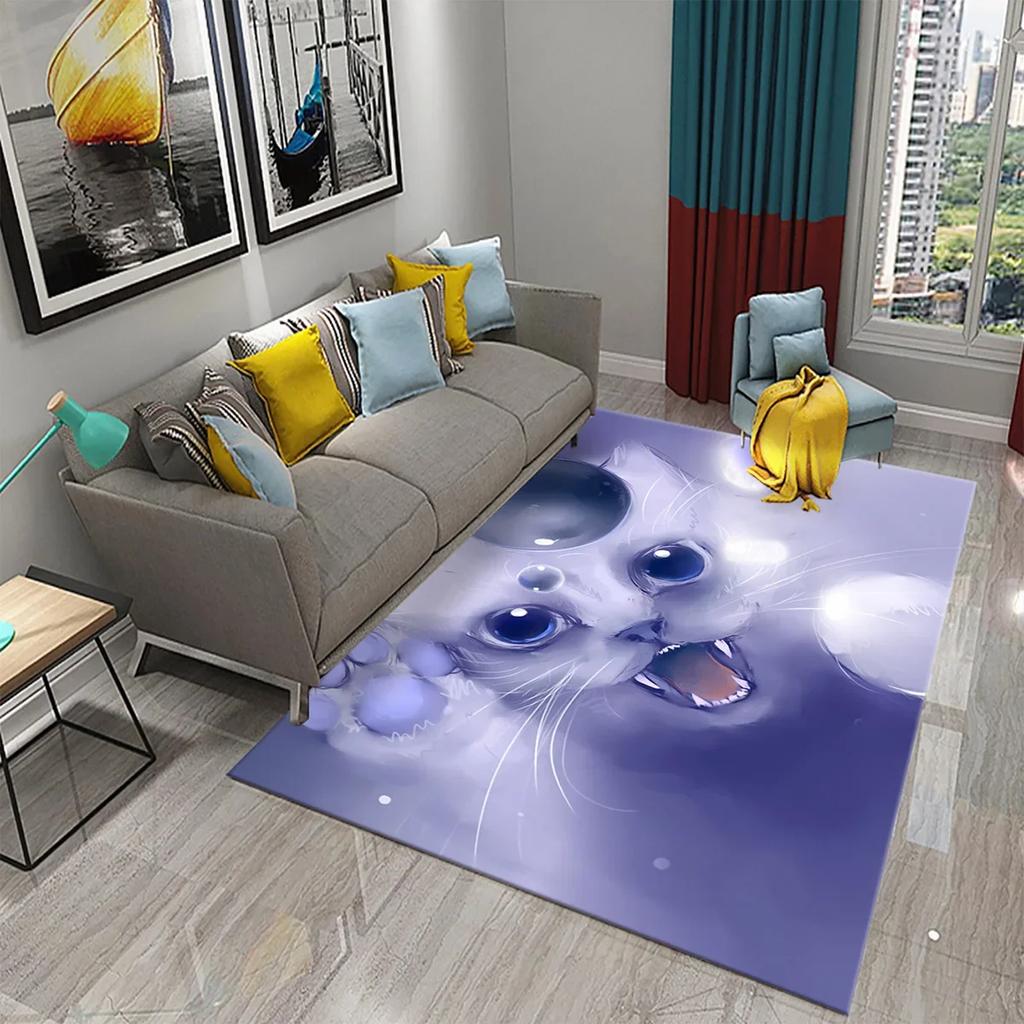 3D Cute Fantasy Cartoon Cat Carpet for Bathroom Kitchen Entrance Anti-Slip Mats Bedroom Doormat Living Room Welcome Decor Mats