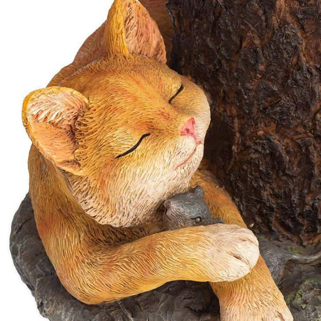 Vogeltränken für den Außenbereich Harz-Badeschale mit Sockel Katzenstamm-Statue Skulptur Ornament