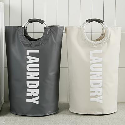 Cesta de lavandería impermeable y elegante con asas acolchadas: plegable, duradera y multiusos para la decoración del hogar y una eficiente organización de la habitación.