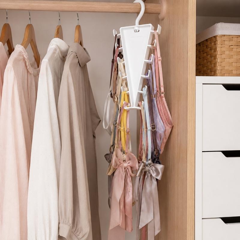 White Plastic Angled Hanger Holder for Closet Storage, Double Sided Rack for Scarves Belts and Daily Closet Rod Use