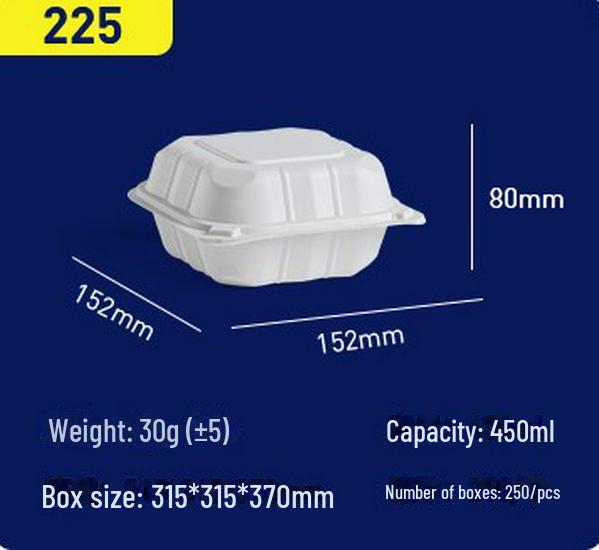 Biologisk nedbrytbar hvit engangs hamburgerboks i amerikansk stil - enkeltroms PP hurtigmatbeholder for takeaway