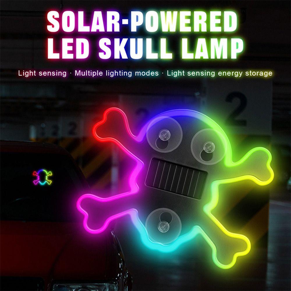Multicolor Skull Lamp Solar Powered Solar Lamp New Skull Light Car Window Decor