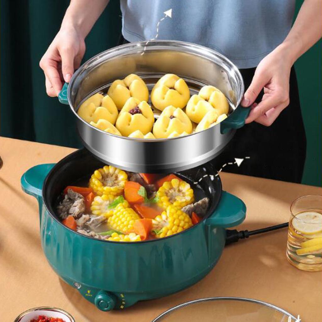 Elektrický hrnec Nepřilnavý 1,7 l Nerezová ocel Multifunkční 3 rychlosti Elektrická pánev na nudle Ramen Kaši Vejce