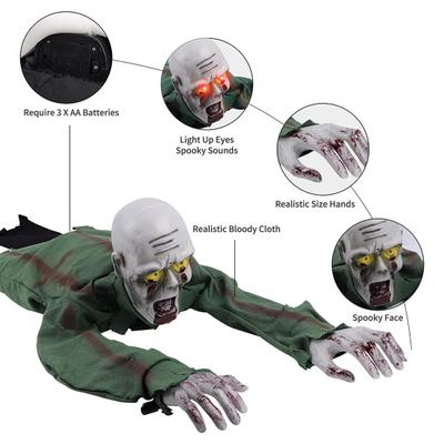 Halloween Crawling Ghost Decoration Realistic Electric Skeleton Decor with Scary Sound Glowing Eyes Horror