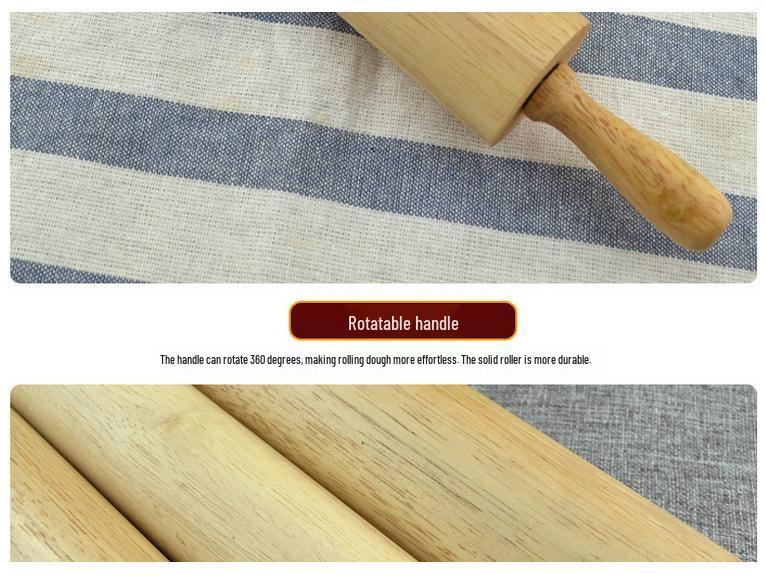 Christmas Reindeer Carved Rubberwood Rolling Pin for Baking Dumplings