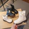 Girls' Fashionable Short Boots Western-style Princess Leather Boots Girls Plus Velvet Mid-calf Boots