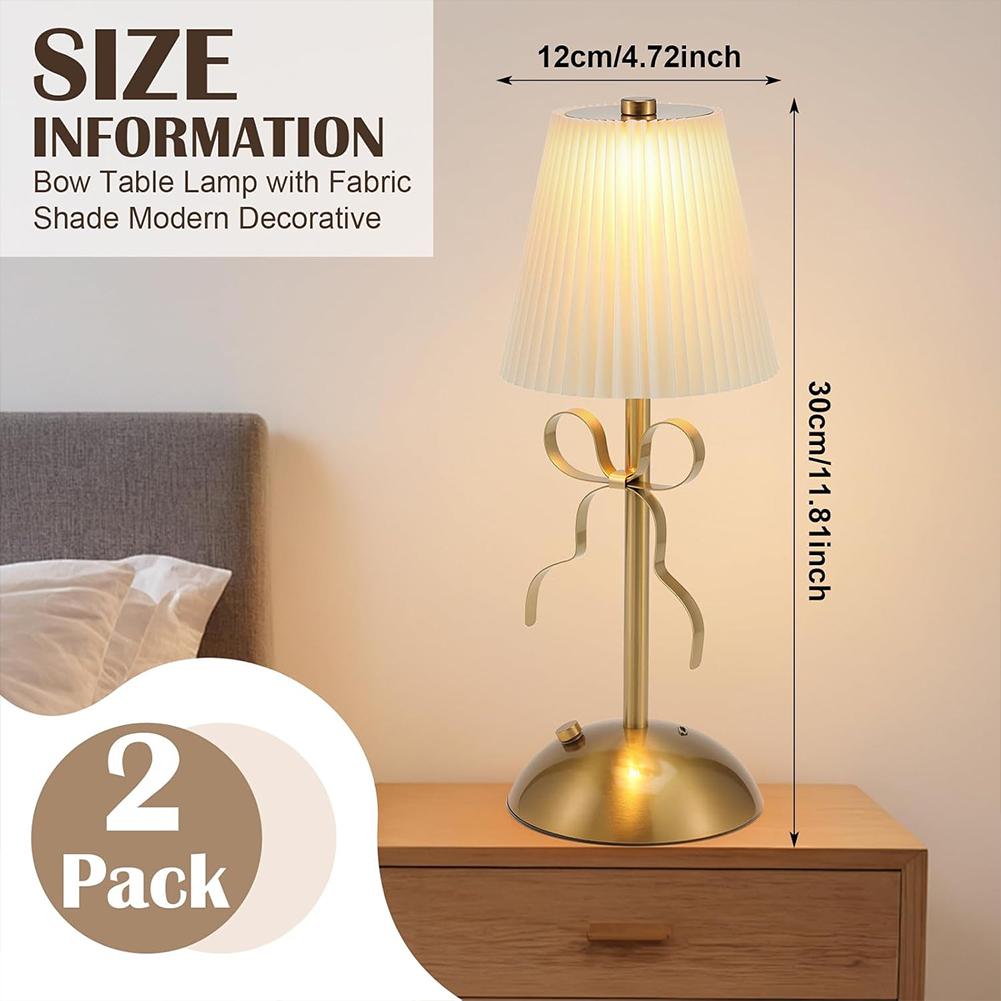 Pleated Shade Creative Lamps with Base 3 Colors Dimmable Pleated Shade Atmosphere Light Fabric Shade Desk Lamp for Living Areas