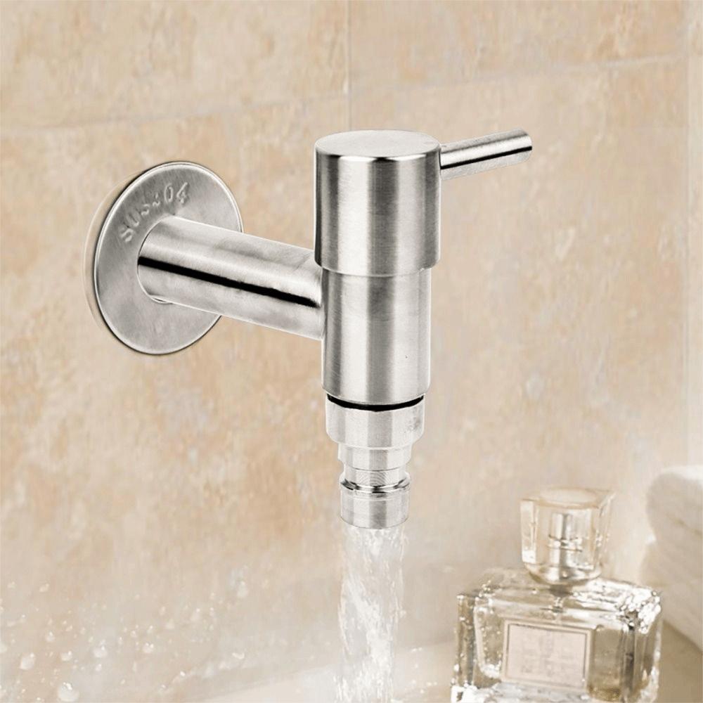 G1/2" Gewinde Wandmontierter Wasserhahn Edelstahl Wischbeckenhahn Kaltwasserhahn Garten Terrasse