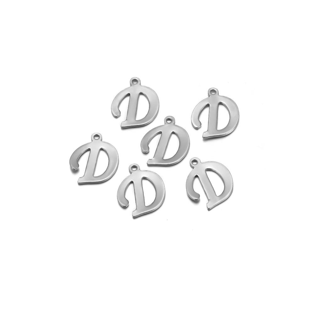 50pcs Stainless Steel Cursive Font 26 Letter Pendant Alphabet Charms Necklace Pendant DIY Jewelry Bracelet Making Earrings Craft