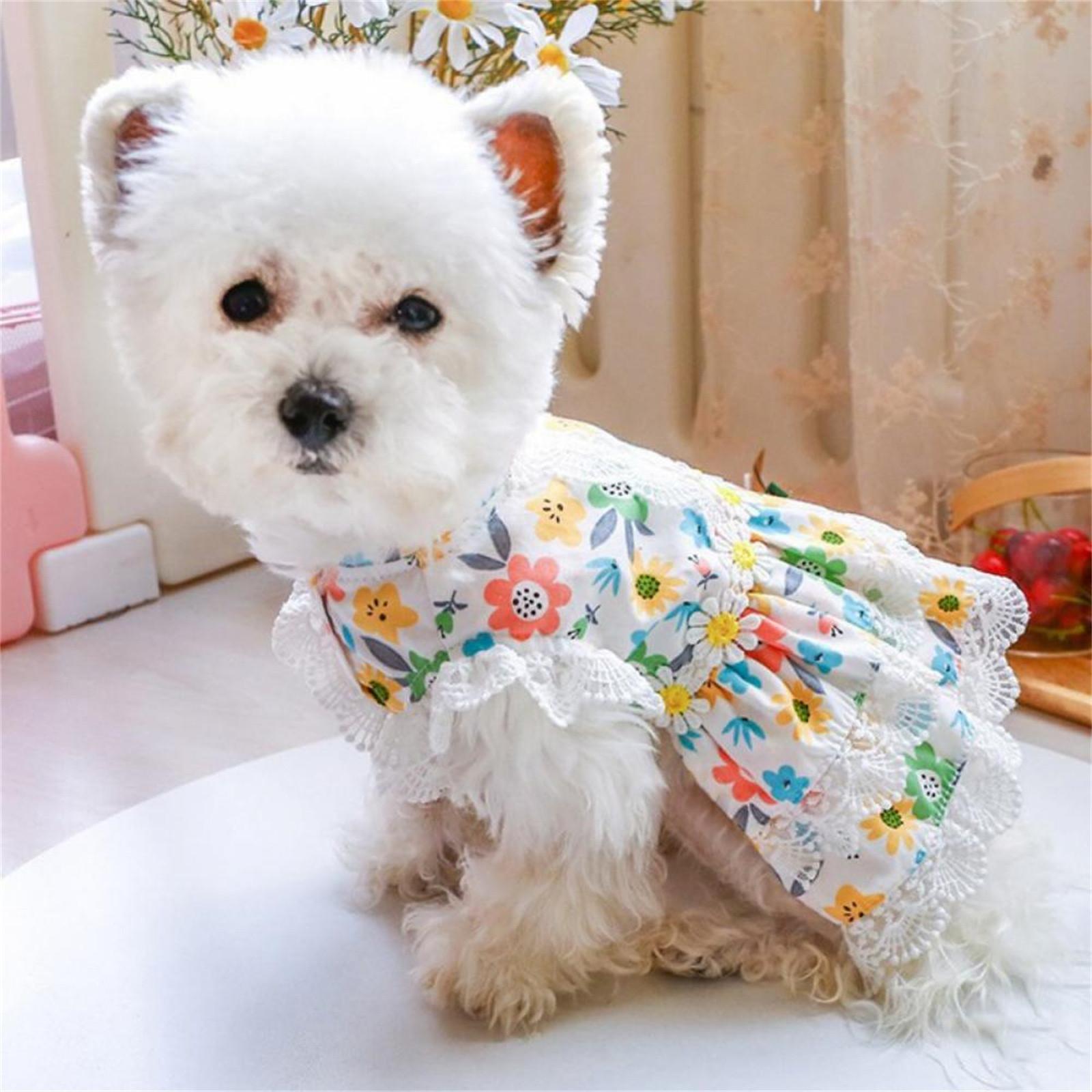 Small Dog Girl Dog Clothes Puppy Wedding Dresses Puppy Clothes Small Dog Girl Clothes Dog Pet Clothes L белый
