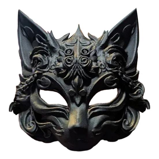Fox Masque Plastic Fox Cat Animal Cosplay Half Face Masque for Halloween Masquerade Party Costume Accessory