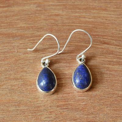 Lapis Lazuli Pear Gemstone Earring, Handmade Earring, 925 Sterling Silver, Dangle Earring, Gift For Her