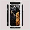 Süße Katze gehärtetes Glas Handyhülle für iPhone 17/16/15/14/13/12/11 Pro Max All-inclusive Anti-Fall und Stoßfest Rückseite