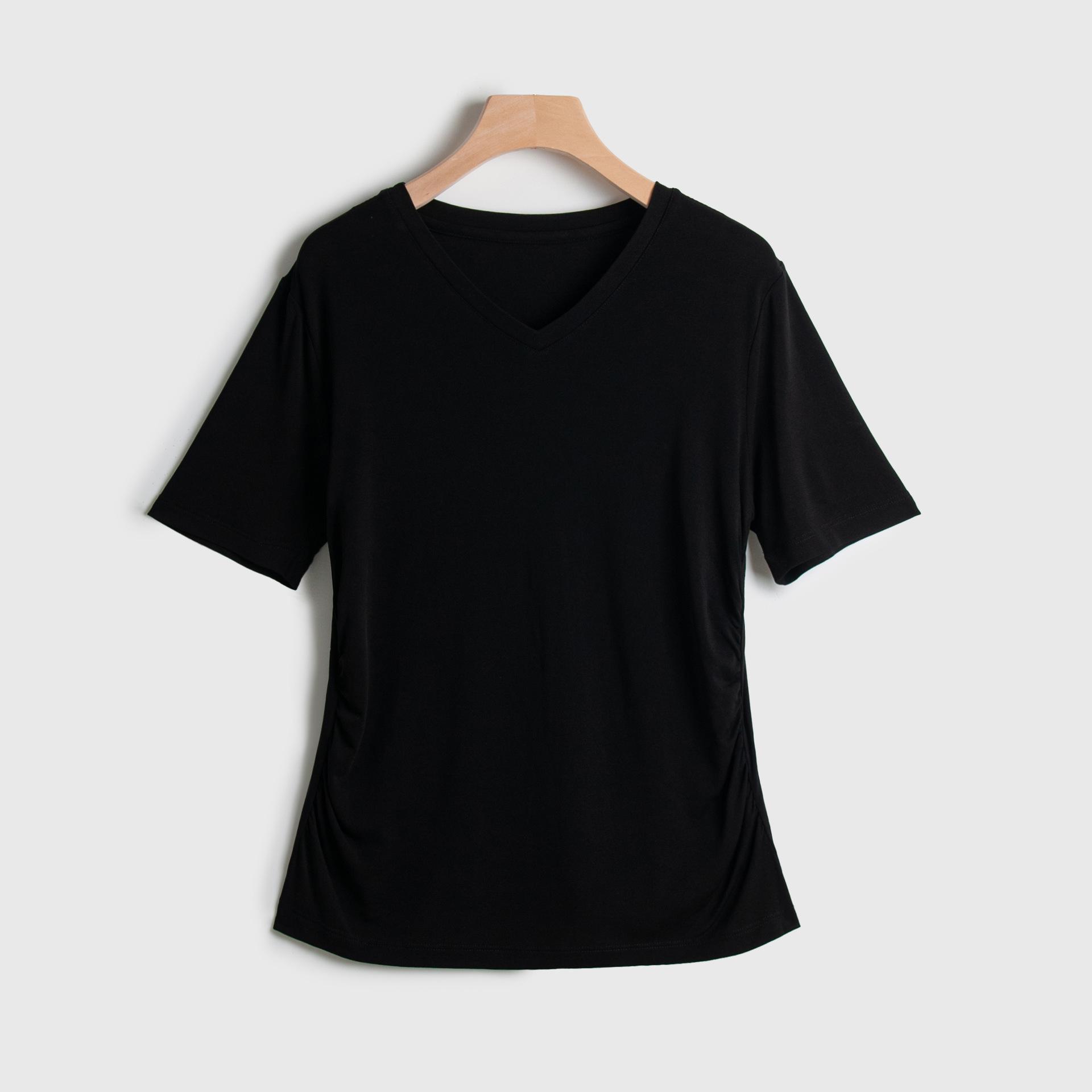 

Women s Mulberry Silk T-Shirt: Round/V-Neck, Solid Color, Short Sleeve, Keyhole Design, Skin-Friendly, Versatile, Drapey. XXXXL