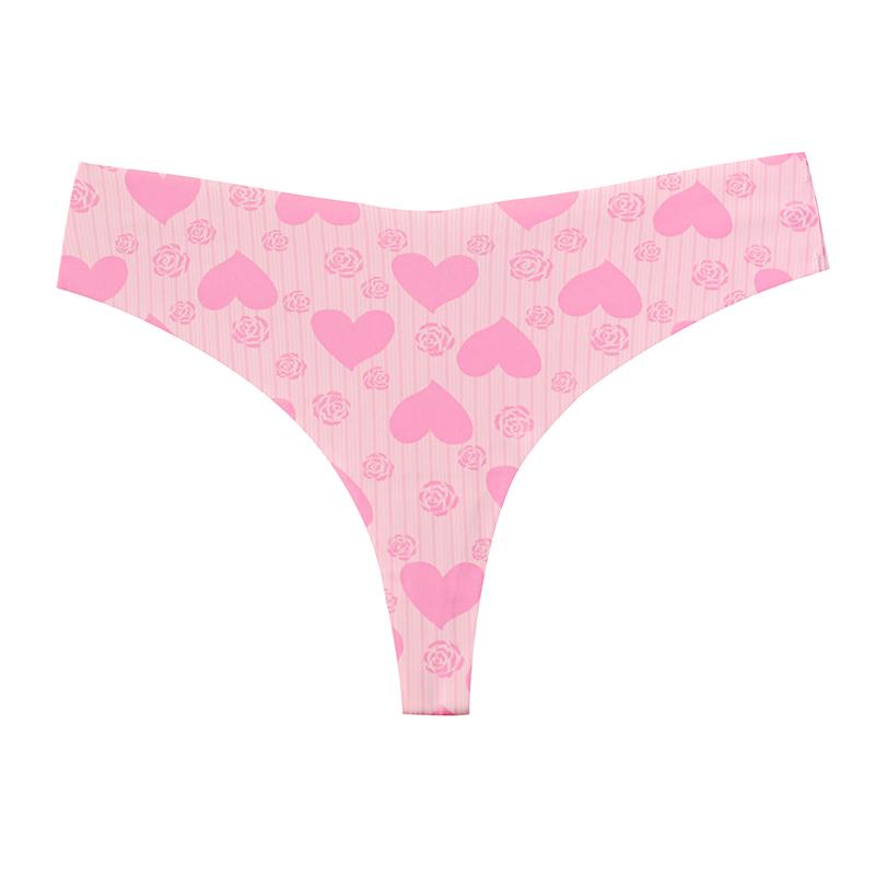 TERMEZY Damen Sexy Nahtloser Tanga Niedrige Taille Herzmuster Höschen Yoga Atmungsaktive Körpernahe Slips