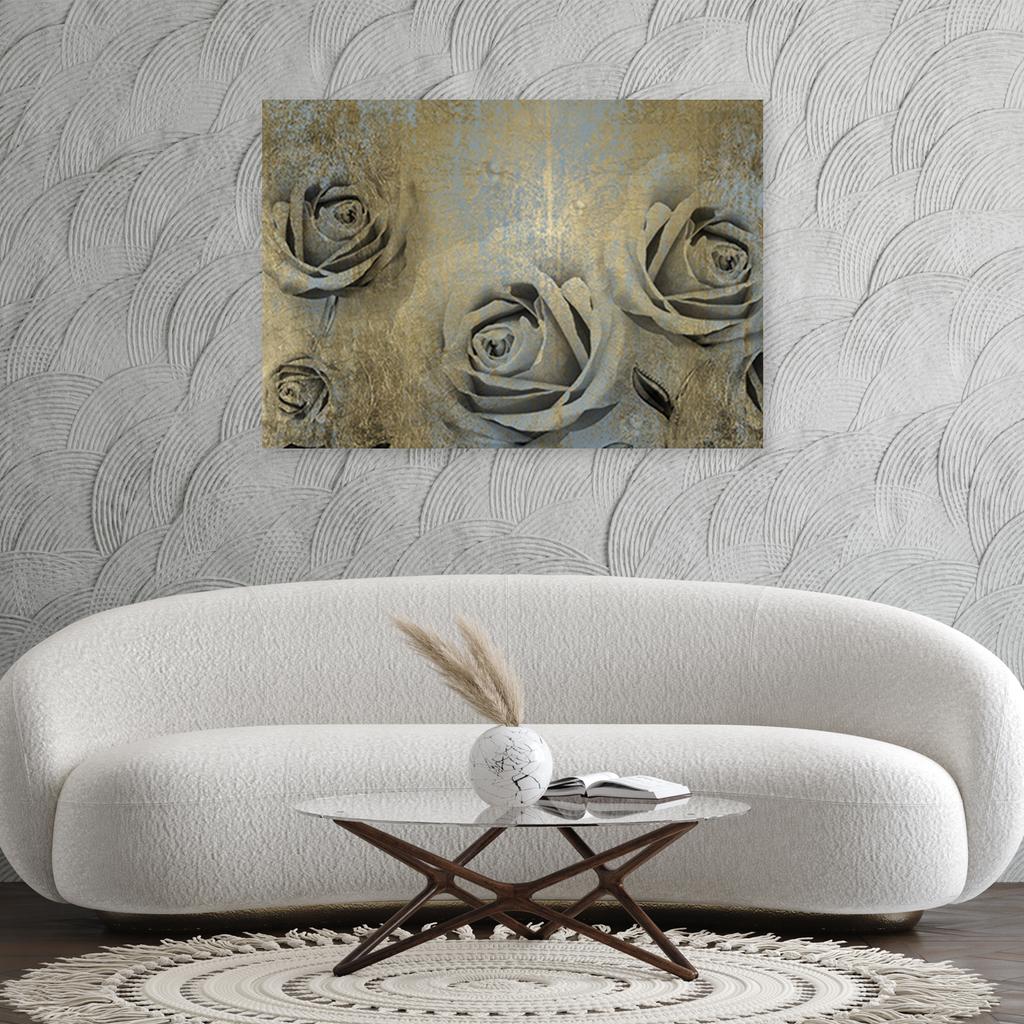 Canvas Print, Golden Roses Flowers Nature