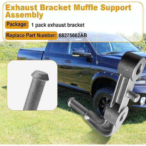 Exhaust Bracket Fit for 2019-2024 Ram 1500 5.7L 6.2L, Replace 68275662AB Muffler Hanger Assembly Rear Left Driver Side (Left Driver Side)