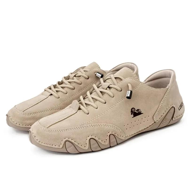 

Мужская обувь Роскошный бренд Ретро Уличный тренд Универсальная обувь Ле Фу Мягкая подошва Удобная Легкая в носке Шнуровка Плоская обувь для мужчин 36