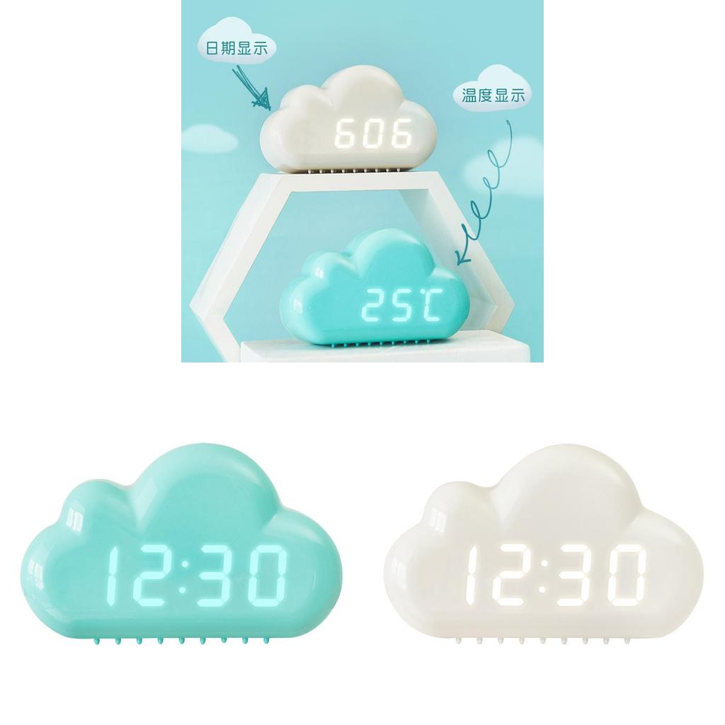 Cloud Shape Led Alarm Clock With Voice Control Night Light For Students And Bedroom Decor