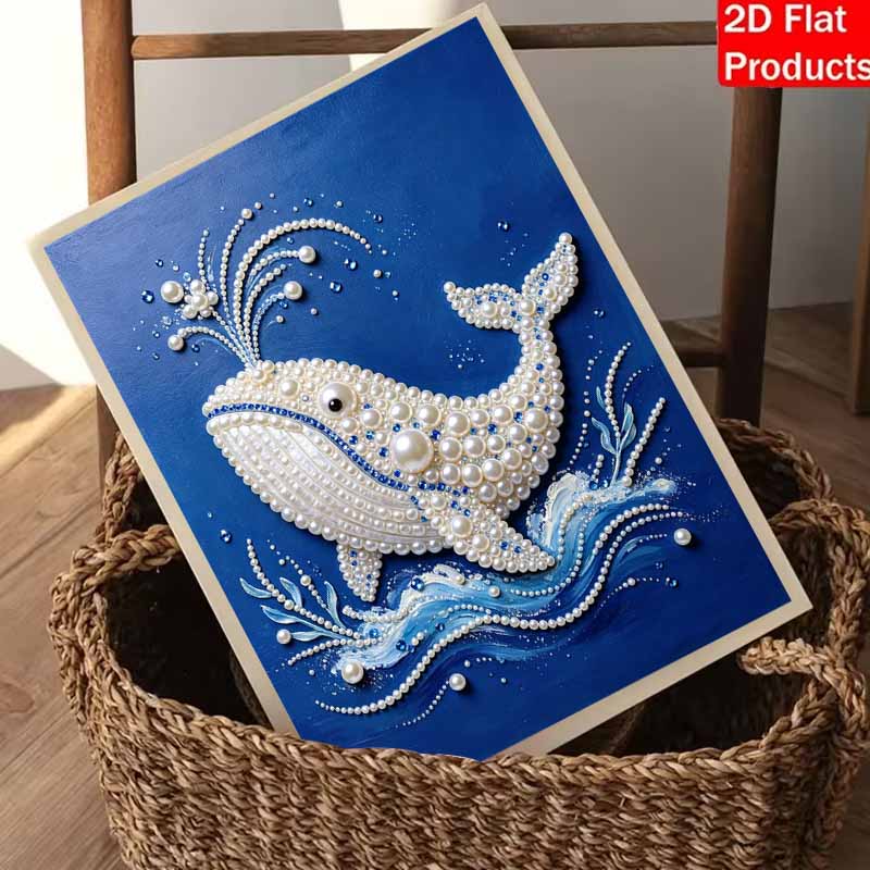 5D DIY Pearl Art Kit Blue Whale Themed Decor For Home Wall Decoration