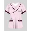 Surgical Gown Women's 3D Printed Nurse Top Summer Fashion V-tie Pocket Short Sleeved Women's Medical Gown