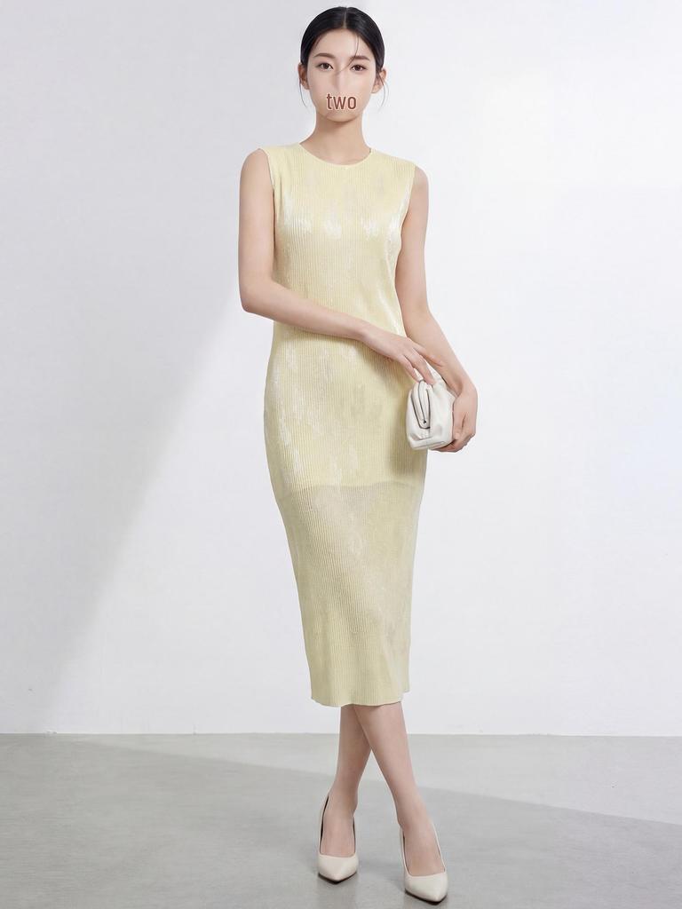 2026 Summer High-End Socialite Goddess Style Sleeveless Miyake Dress