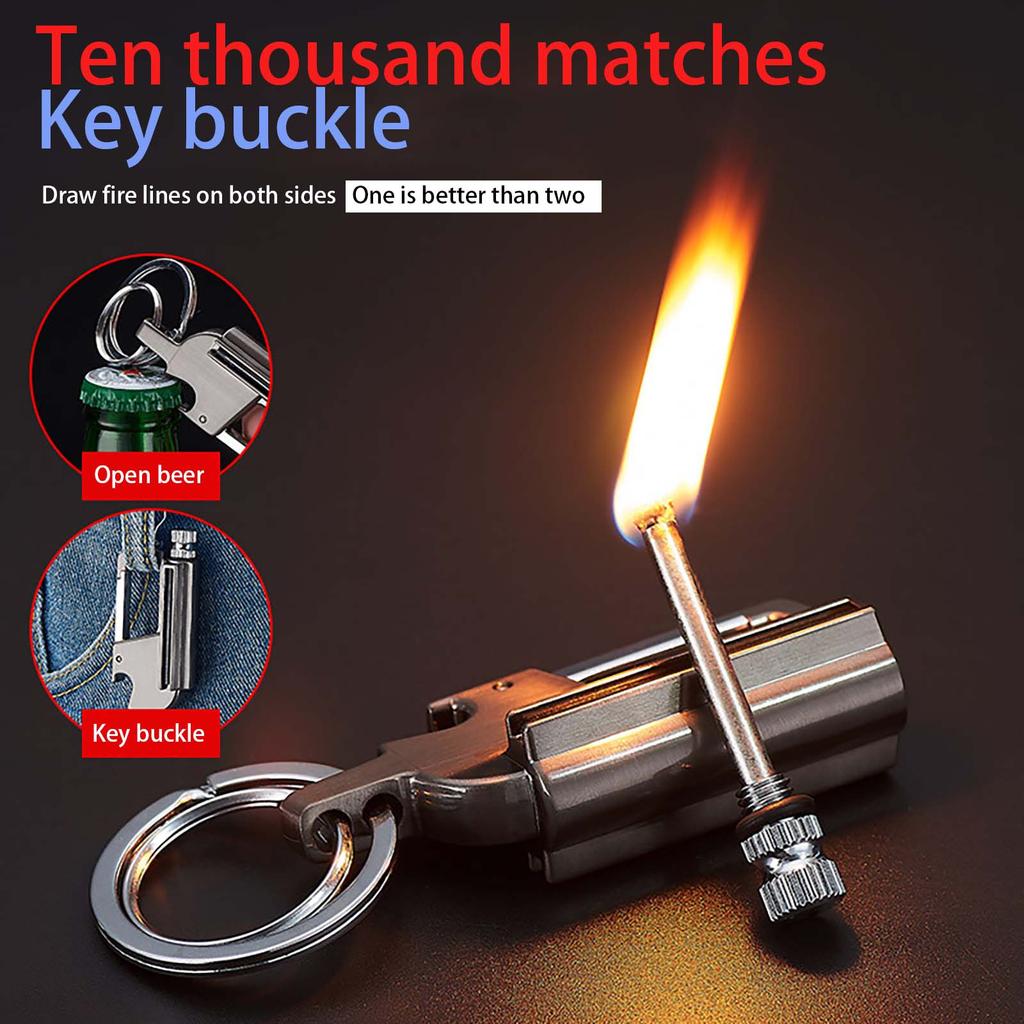BCK2-666 Million Matches Kerosene Lighter With Multi-function Keychain Outdoor Waterproof Portable