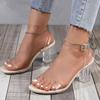 Women PVC Jelly Crystal Chunky Heel Transparent Sandals Sexy Summer High Heels Sandalias Female Pumps Zapatillas Mujer