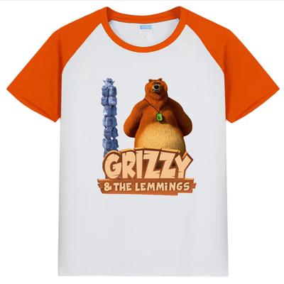 Orso Grizzy Simpatico Lemmings Stampa Cartoon Divertente Maglietta per bambini 100% cotone Estate Abbigliamento per bambini Ragazzi Ragazze O-Collo T-shirt