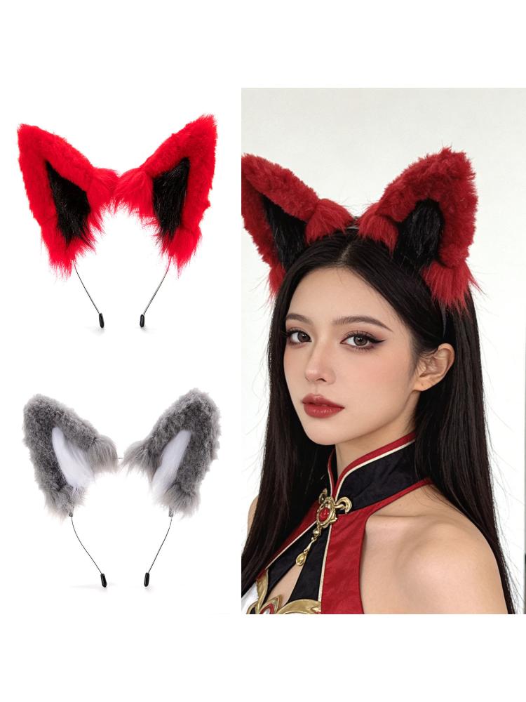 Realistic Wolf Ears Hairband Furry Headbands Plush for Coser Role Play and Photography Props