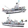 Big Size 6 IN 1 Military Navy war ship Army Ship Model Warship Building Blocks War Army Boat Plane Model Toys For Boys Kids