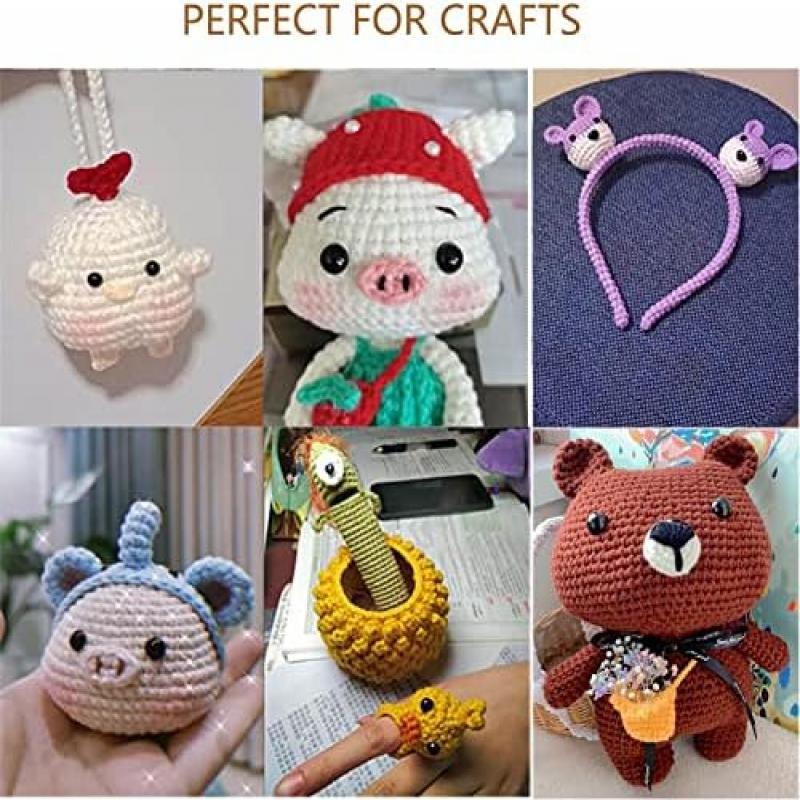 100 Pcs Safety Eyes for Crochet Toys, Plastic Button Eyes with Washers for Amigurumi, Plush Toys, Teddy Bear Crafting (6-12mm Assorted Sizes)