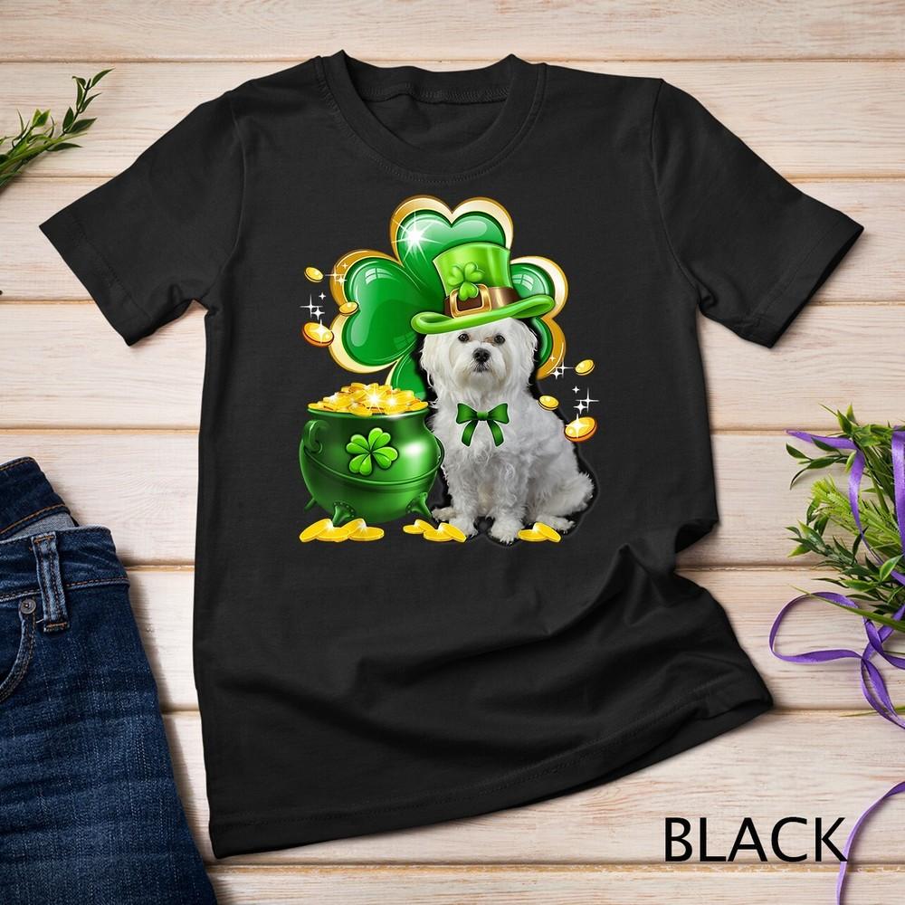 

Maltese Dog Shamrock St Patricks Day Dog Irish Gift T-Shirt Unisex T-shirt L