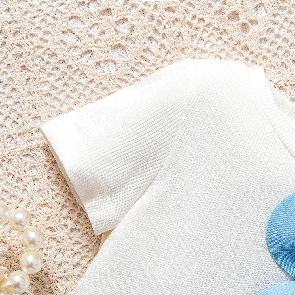 Mädchen Baby Rockanzug 9M-4J Sommermode Mädchen Dreidimensionale Blumen Kurzarm + Schleife Tutu Rock Anzug