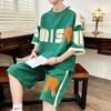 Summer Men's Sets Korean Fashion 2 Piece Set Tracksuit Men Trend Men Clothing Joggers Set Print T Shirt+Shorts Men Outfit Set