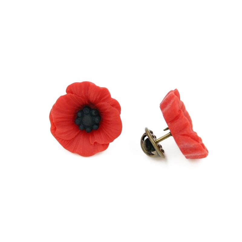 10pcs Elegant Poppy Shaped Brooch Stylish Flower Breastpin Remembrance Day Lapel Pin for Women Girls Memorial Day Gift